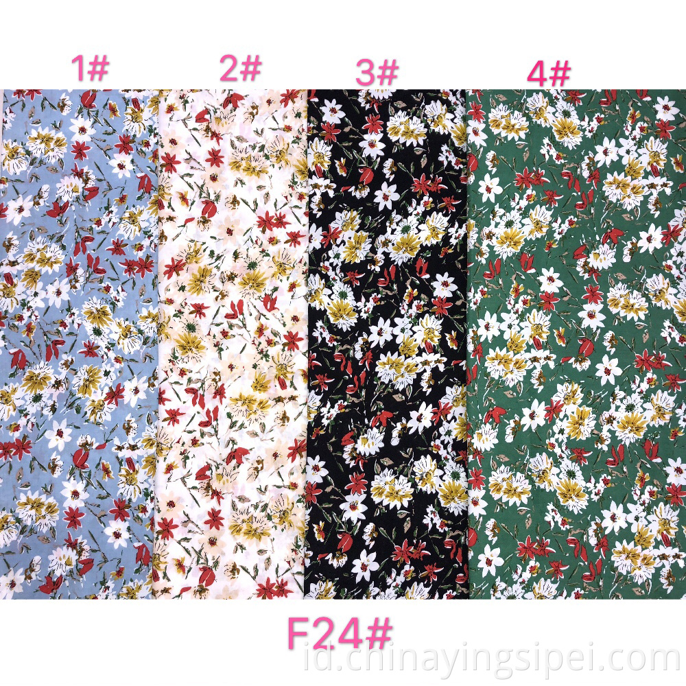 Stocklot Wholesale Twill Woven Floral Viscose Printing Fabric for Dress